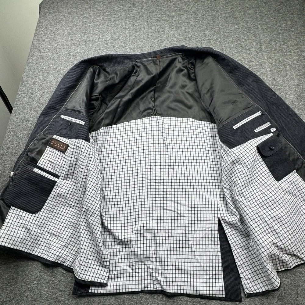 Kroon Sport Coat Mens 48R‎ Blue 100% Wool Striped Ritchie 2 Button *No liner*